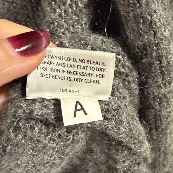 Eileen Fisher Silver Metallic Alpaca Wool Open Sweater Cardigan Size S - Picture 4 of 8